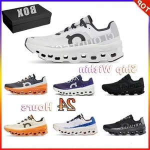 Cloudmonster 2024 NIEUW X 1 Design Casual Men Dames Running schoenen Zwart Witblauw Oranje Gray Clouds Boys Womens Girls Lopers Lichtgewicht Runner Sports Dhgate Runne