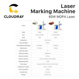 Cloudray láser MOPA Marking Machine 2.5D Grabado de grabado 50W 60 W Marking de color de metal para joyas Marcado de bricolaje de oro de oro de cobre