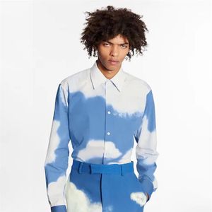 WOLKEN REGELMATIGE JURK SHIRT Lente Herfst nieuwe mode heren designer shirts lange mouw mannen werk shirt casual geïmporteerd PARIJS merk c2856