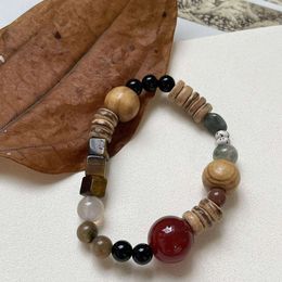 Voyageur individuel nuageux, superbe pierre naturelle, bracelet du Nouvel An rouge en bois fabriqué à la main, bracelet de couple
