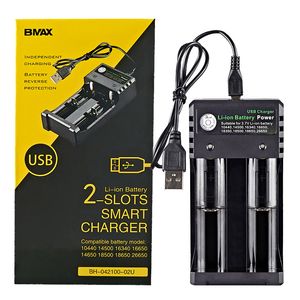 Double chargeur de batterie 18650 avec câble USB 2.0, Batteries au Lithium Lion à 2 emplacements pour 20700 26650 18350