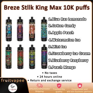 Authentique Breze Stiik Kingmax 10000 Puffs Capacité de 20 ml avec batterie rechargeable de 850 mAh Stylo vape jetable Pod Ecigs vapeur DHL