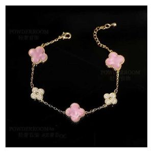 Bracelet trèfle bracelet bijoux plaque rose herbe à quatre feuilles micro incrusté de zircon petit style frais et charmant pour femme Lu Dh5od