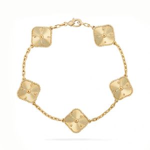 pulsera de trébol diseñador para mujeres ágata madre de perla 5 motivo flor 4 pulseras de encanto de cuatro hojas cristal inicial diamante joyería de oro mujer día de san valentín