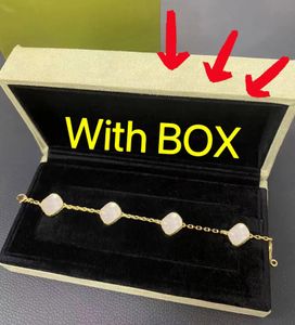 Bracelet de trèfle pour femmes Bijoux de créateur de luxe Bracelets à quatre feuilles 18k Gold Silver Plate Agate Diamond Fashion Chaîne Chaîne Gift Gift Party with Box