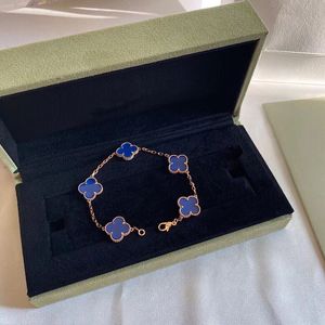 Bracelets de créateurs de trèfle, bijoux avec boîte de marque, emballage Sier, couleurs or Rose, chaîne à maillons