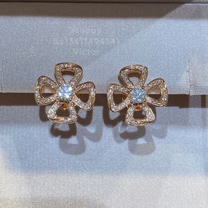 Clover designer bungelende oorbellen voor vrouw hoogste tegenkwaliteit Sterling Zilver Verguld 18K 925 zilveren diamant klassieke stijl cadeau voor vriendin 019