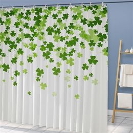 Clover Green Shower Curtain Print Funny Liner Happy Stpatrick's Day Badkamer Decoratief bad met haken 220429