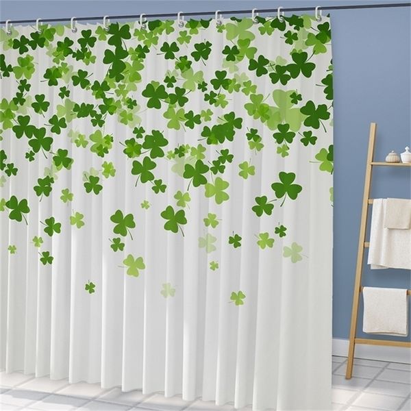 Trèfle vert rideau de douche impression drôle doublure Happy StPatrick's Day salle de bain décoratif bain avec crochets 220429