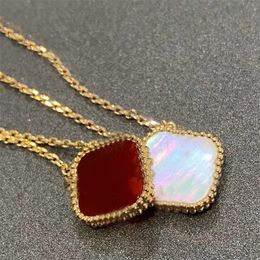 Clover luxe dames vergulde liefde kettingontwerpers Meerkleurige parelmoer hanglagers kettingen vier bladketen tienermeisjes sieraden voor mannen f23