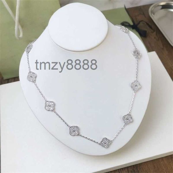 Collier trèfle colliers de créateurs bijoux de mode or rose plaqué argent chaîne de diamant femme quatre feuilles fleur bijoux pour femmes pour cadeaux de fête OTZO