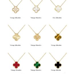 Klaver ketting mode charme enkele bloem ketting luxe diamant agaat 18k gouden designer ketting voor dames