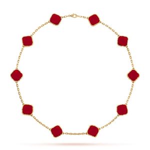 Klaver ketting Mode Klassieke gouden ketting Charme sieraden ontwerper voor dames 18K Rose Goud Verzilverd Agaat Hanger voor Dames Valentijnsdag