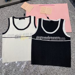 Sparking Rhinestone Sport Top Women Elastic Knits Top Spring Summer Mouwess T Shirt Designer Vest
