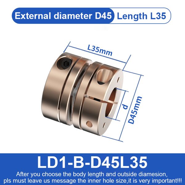 Cloweit D45L35 Acoplamiento de un solo diafragma acoplador flexible a servo motor paso a paso 6 mm 8 mm 10 mm 22 mm diámetro de eje