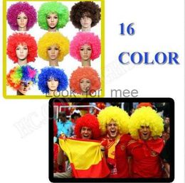 Clown -fans Carnival Wig Disco Cap Hat Funny Fancy Dress Stage Do Fun Joker volwassen kinderkostuum afro krullend haarpruik feest rekwisieten hkd230823