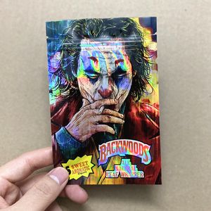 Sacs d'emballage clown joker backwoods 5, emballage de feuilles entièrement naturel, emballage en plastique mylar refermable, emballage comestible