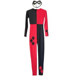 Clown party cosplay kostuum lycar spandex zentai catsuit bodysuit met masker Halloween voor vrouwelijke meisjes