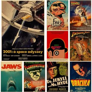 ClSaaic Old Movie Metal Painting Movie Affiches Classic Film Jaws Retro Films Vintage Room Home Bar Cafe décor Cadeau Imprimé esthétique Art Wall peintures Taille 30x20cm