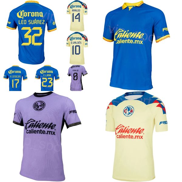 Club 23 24 Club America Soccer Jerseys Hommes Team Rodriguez Dos Santos Quiñones Suarez Alvarez Fuentes Sanchez Zendejas Fidalgo Valdes Kits de chemise de football Uniforme