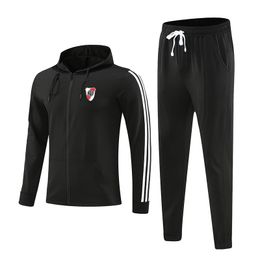 Club Atletico River Plate Survêtements pour hommes sports de plein air vêtements chauds à manches longues fermeture éclair complète avec casquette costume de sport de loisirs à manches longues