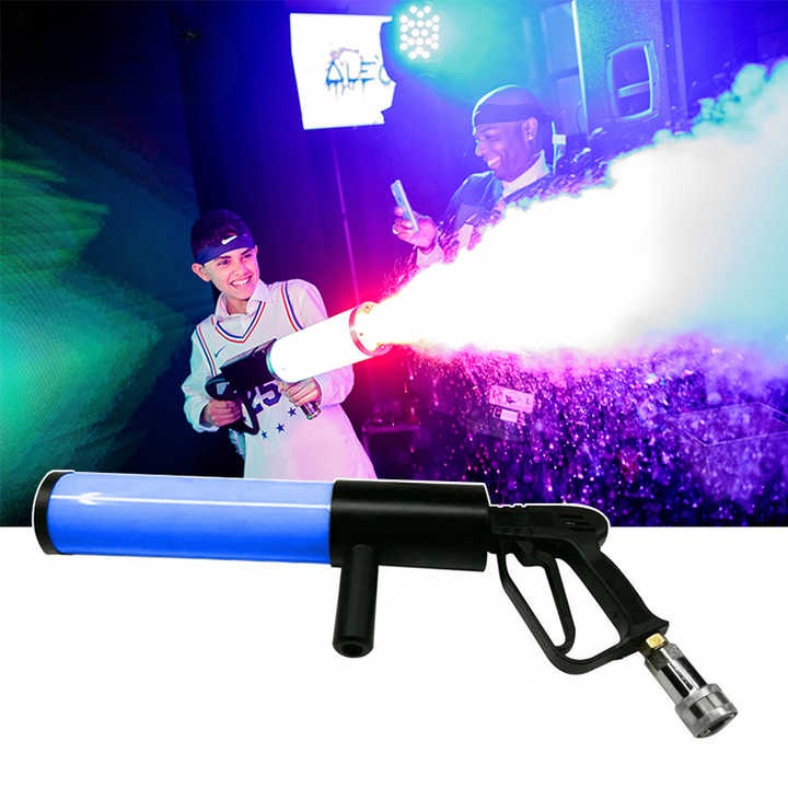Club Bar Gun Machine Party Event Stage Special Effect RGB Led Air Soft CO2 Battery Handheld Cannon Fog Smoke Jet Night Disco