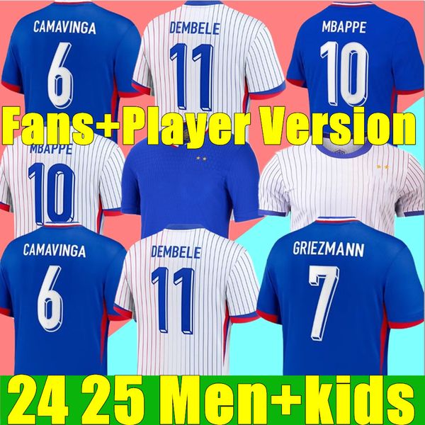 Club Sets Full Jersey Soccer Jerseys 24 25 Giroud Mbappe Griezmann Saliba Pavard Kante Maillot de Foot Equipe Maillots Kit Kit Women Men Football Shirt 896