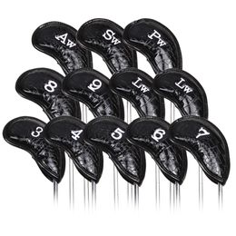 Têtes de club 12 Pcs Portable PU Golf Club Iron Head Covers Protecteur Golfs Head Cover Golf Headcovers Set Motif Imperméable Couvre 230428