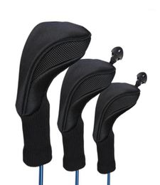 Club Heads 3pcs Black Golf Head Covers Driver 1 3 5 Fairway Wood Headvers Long Neck Tree Protective Cover Accessories 12213301