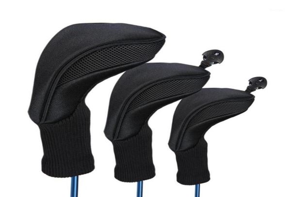 Club Heads 3pcs Black Golf Head Covers Driver 1 3 5 Fairway Wood Headvers Long Necy Tree Protective Cover Accessories12868333
