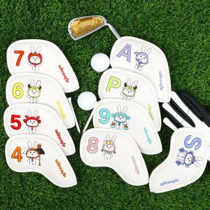 Têtes de club 9 pièces brodées PU Golf Club fer tête couvre protecteur Golfs couvre-chef ensemble accessoires de Golf Golf Putter couverture Golf Headcover 231204