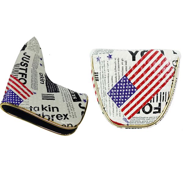 Club Heads Golf Putter Cover Cierre magnético Bandera americana PU Cuero Cabeza impermeable para Blade 230821