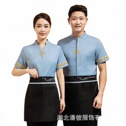 club Hotel Ober Werkkleding Korte Mouw Chinese Boerderij Thee Restaurant Catering Personeel Uniform Zomerkleding z2xa #