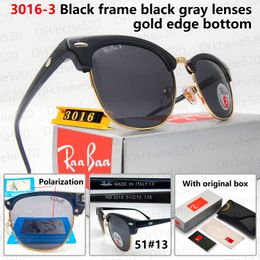 Club Master Ray 3016 Designer Dames klassieke gepolariseerde bans zonnebrillen metalen frame retro zonnebrillen UV -bescherming