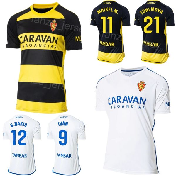 Equipo del club 2023 2024 Real Zaragoza 11 MESA Jersey de fútbol 20 MOLLEJO 7 VALERA 3 SILOS 9 AZON 21 MOYA 18 GAMEZ 8 AGUADO 5 GRAU 12 BAKIS Kits de camiseta de fútbol Número de nombre personalizado