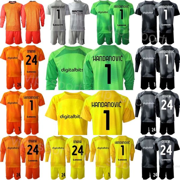 Equipo del club 22/23 Hombre Inter GK Milan 24 ONANA Camisetas de fútbol Conjunto Portero Manga larga 1 Yann Sommer Samir Handanovic 12 Julio Cesar Walter Zenga Kits de camiseta de fútbol