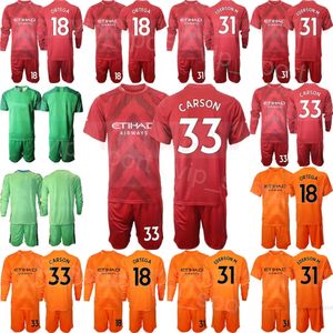 Clubteam 22/23 Heren Voetbal GK Joe Hart Jerseys Set Doelman Lange Mouw 31 Ederson Moraes 18 Stefan Ortega 1 Claudio Bravo Voetbalshirt Kits Keeper Kleur ManCheng