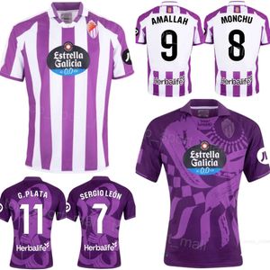 Clubteam 23-24 Real Valladolid Voetbal 10 Ivan Sanchez Jerseys 25 John 18 Sergio Escudero 20 Stanko Juric 9 Marcos Andre 35 Ivan Bikoue Voetbalshirttenues Paars Wit