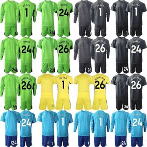 Club Team GK Football à manches longues Edwin van der Sar Jerseys Set Gardien de but Andre Onana David de Gea Sergio Romero Peter Schmeichel Maillot de football 23/24 Hommes Enfants ManLian