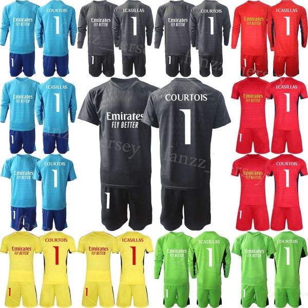 Club Team GK Maillots de football à manches longues Keylor Navas Set Gardien de but Paco Buyo Kepa Arrizabalaga Andriy Lunin Thibaut Courtois Maillot de football 23/24 Hommes Enfants HuangMa