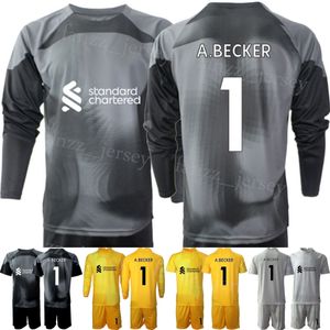 Gardien de but de l'équipe du club GK Youth Alisson Becker Jersey 1 Ensemble de football Gardien de but à manches longues 13 Adrian 25 Pepe Reina 22 Kits de maillot de football Simon Mignolet 22/23 Enfant LiWuPu