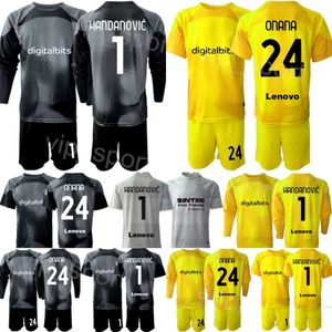 Club Team Inter Doelman Milan Jeugd Yann Sommer Jerseys Voetbal 22-23 Set GK Lange mouw Samir Handanovic 12 Julio Cesar Walter Zenga 24 ONANA Voetbalshirttenues