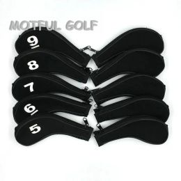 Clubs fermeture éclair fer de Golf couvre-chef fers ensemble couvre-chef avec fermeture éclair 10 pcs/paquet numéro de couleur noire imprimé pour ensemble de fers de golf