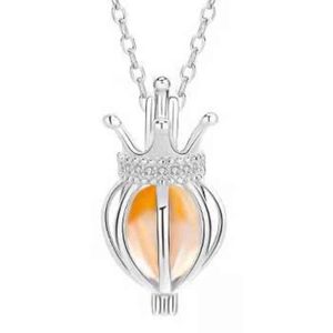 925 Sterling Zilver Water Drop Crown Hanger Ketting Cage Hollowed Cone Ball Etherische Olie Aromatherapy Pearl Medaillon Sieraden Cadeau voor Vrouwen