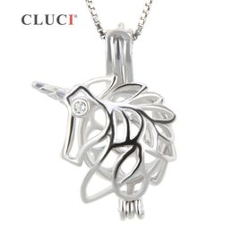 CLUCI mode 925 en argent sterling licorne cage pendentif pour les femmes faisant des perles collier bijoux 3 pièces S18101607254R