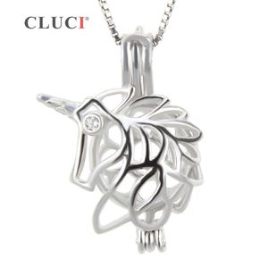 CLUCI mode 925 sterling zilveren Eenhoorn kooi hanger voor vrouwen maken parels ketting sieraden 3pcs S18101607274N