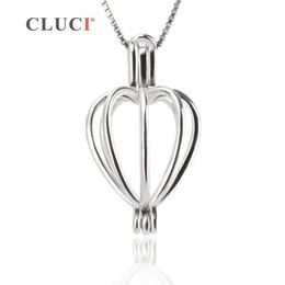 CLUCI pendentif cage coeur 925 pendentif perle en argent sterling 3 pièces porte-perles accessoires pour femmes bijoux en argent authentique S1810249j