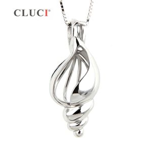 CLUCI hot koop zomer strand vrouwen sieraden Shell charms 925 sterling zilveren Conch ketting kooi hanger S18101607