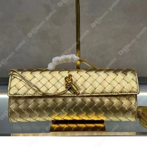 Nieuwe Knoop Minaudiere Clutch Bags Modeontwerper Foulard Intreccio Lederen Minaudiere Zilverkleurige Magnetische Frame Sluiting Muse Messing Afwerking Dames Avondtasje