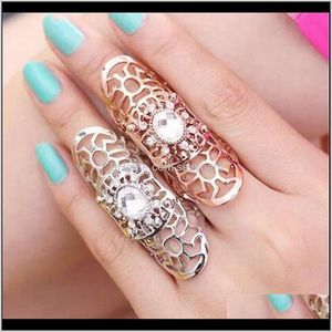 Cluster Drop Levering 2021 Crystal Joint Ring Designs Rose Gold Sieraden Persoonlijkheid Vinger Ringen Hand Mode Accessoires Kerst 9JFBN